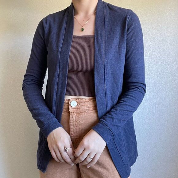 Marine Layer Womens Navy Blue Cotton Open Lightweight Cardigan Sz XS - Picture 1 of 7